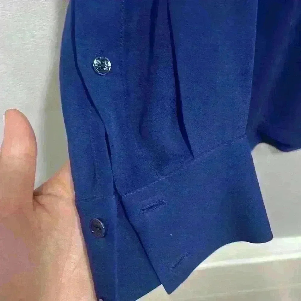 Vince oversized silk blue blouse top size small - Picture 6 of 13